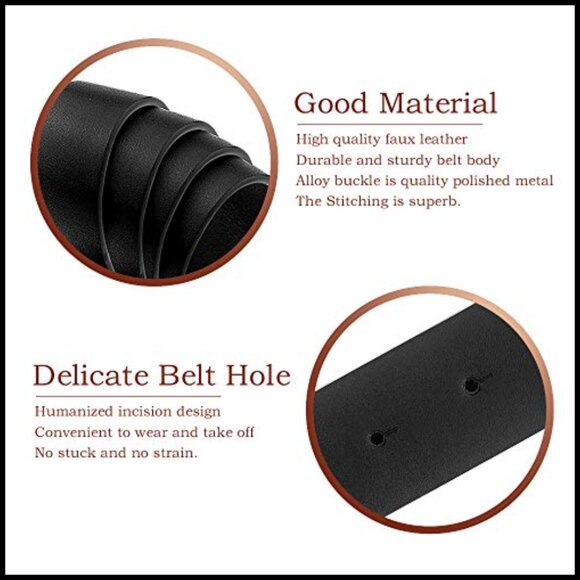 PU Leather Belt Double O Ring Soft Faux Leather Waist Belt main image 4